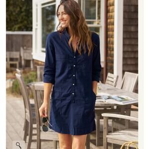 Frank & Eileen Ireland Linen Utility Dress Navy Italian Linen Size XS